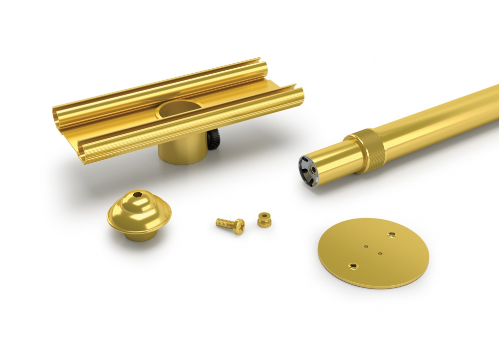 Gold Anodized Aluminum Tubing & Brass Plated Steel